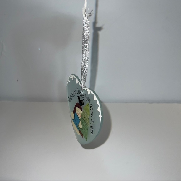 Vintage Crazy Mountain Heart Glass Snowman & Christmas Tree Ornament ~ Brand New - Picture 10 of 12